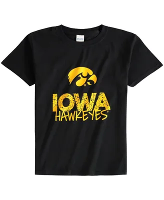 Big Boys Black Iowa Hawkeyes Crew Neck T-shirt