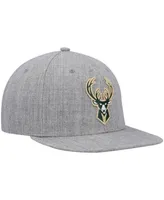 Men's Mitchell & Ness Heathered Gray Milwaukee Bucks 2.0 Snapback Hat