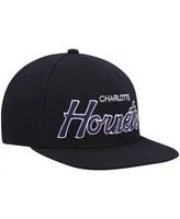Men's Mitchell & Ness Black Charlotte Hornets Hardwood Classics Script 2.0 Snapback Hat