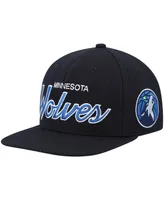 Men's Mitchell & Ness Black Minnesota Timberwolves Hardwood Classics Script 2.0 Snapback Hat