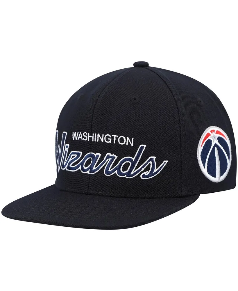 Men's Mitchell & Ness Black Washington Wizards Hardwood Classics Script 2.0 Snapback Hat