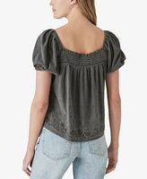 Lucky Brand Women's Square-Neck Peasant Top