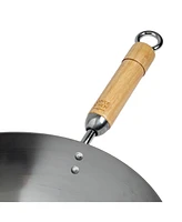 Joyce Chen Classic Series Round Bottom Carbon Steel Wok with Birch Handles, 14"