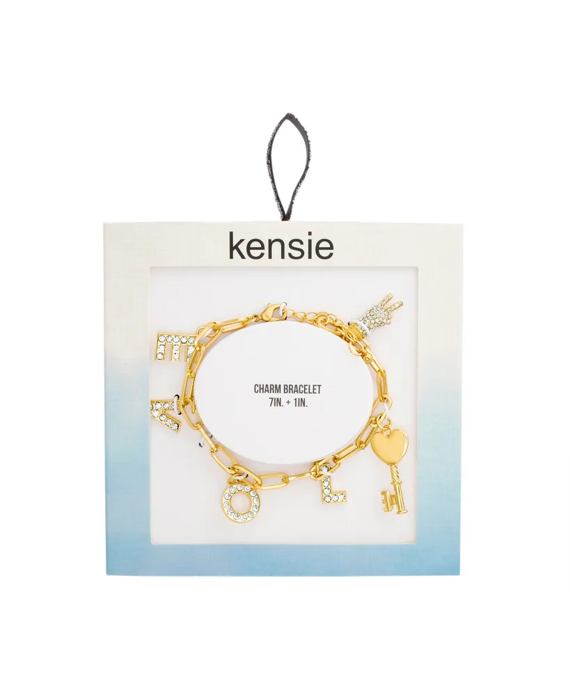 kensie Love Dangle Charm Bracelet - Yellow Gold