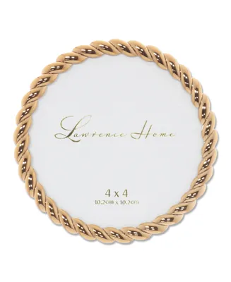 Round Metal Picture Frame With Rope Design, 4" x 4