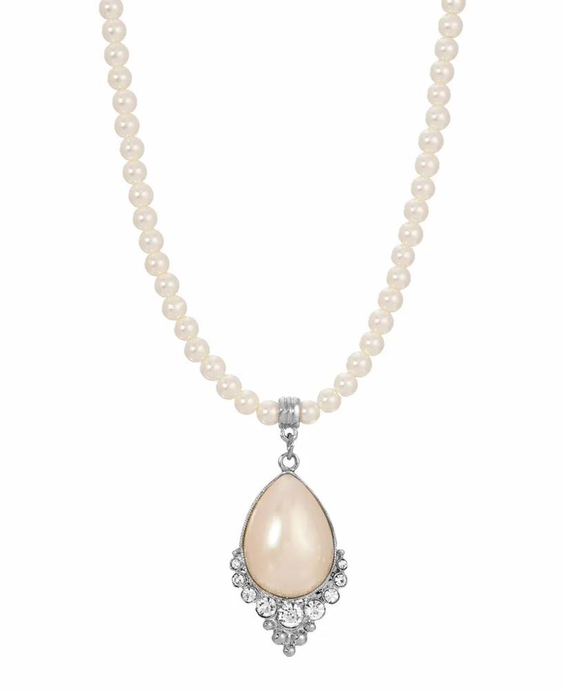 Women's Crystal and Imitaion Pearl Teardrop Necklace