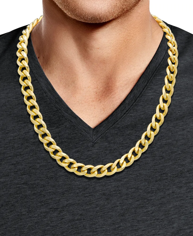 Men's Beveled Curb Link 22" Chain Necklace in 14k Gold-Plated Sterling Silver
