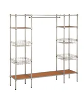 Garment Bar and Shelves with Freestanding Closet - Silver