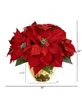 Poinsettia Artificial Arrangement Vase