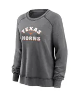 Women's Fanatics Heathered Charcoal Texas Longhorns Retro Raglan Pullover Sweatshirt