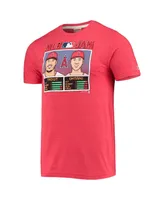 Men's Homage Shohei Ohtani & Mike Trout Heathered Red Los Angeles Angels Mlb Jam Player Tri-Blend T-shirt