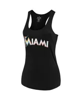 Women's Soft As A Grape Black Miami Marlins Plus Swing for the Fences Racerback Tank Top