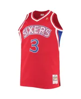 Men's Mitchell & Ness Allen Iverson Red Philadelphia 76ers Big and Tall Hardwood Classics Swingman Player Jersey