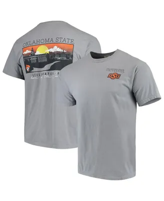 Men's Gray Oklahoma State Cowboys Team Comfort Colors Campus Scenery T-shirt