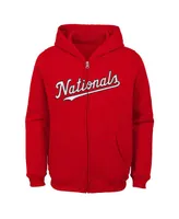 Big Boys Red Washington Nationals Team Color Wordmark Full-Zip Hoodie