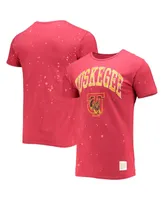 Men's Original Retro Brand Crimson Tuskegee Golden Tigers Bleach Splatter T-shirt