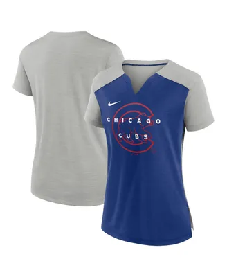Women's Nike Silver and Royal Chicago Cubs Slub Performance V-Neck Boxy T-shirt