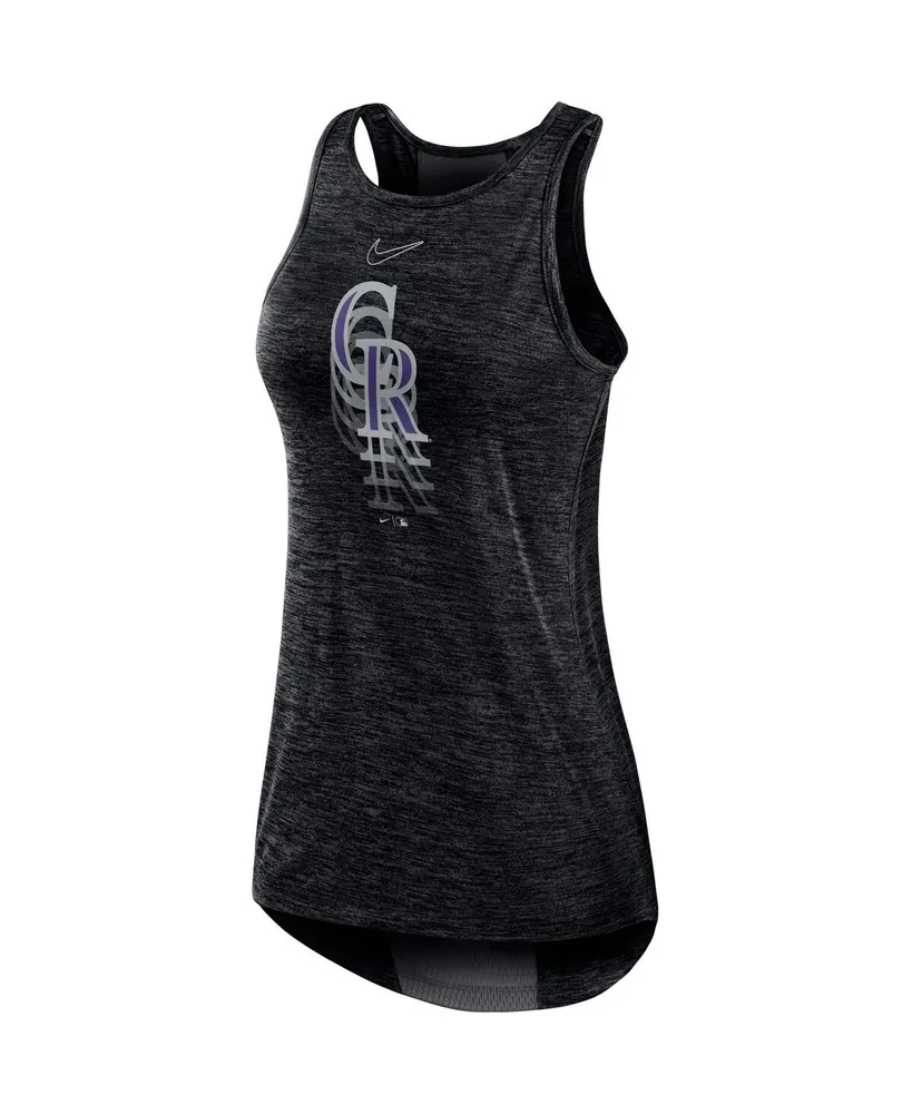 Women's Nike Black Colorado Rockies Logo Fade High Neck Performance Tank Top