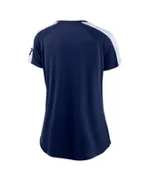 Women's Fanatics Navy, White New York Yankees True Classic League Diva Pinstripe Raglan V-Neck T-shirt