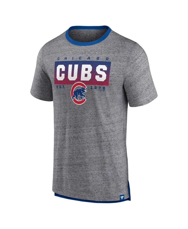 Men's Fanatics Branded Heathered Gray Chicago Cubs Iconic Team Element Speckled Ringer T-Shirt