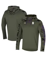 Men's Under Armour Olive Northwestern Wildcats Freedom Quarter-Zip Pullover Hoodie