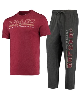 Men's Concepts Sport Heathered Charcoal, Maroon Boston College Eagles Meter T-shirt and Pants Sleep Set