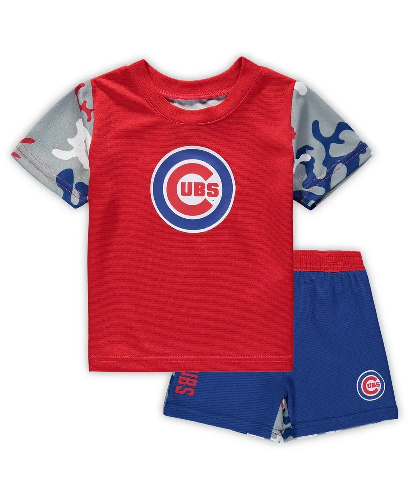 Newborn and Infant Boys Girls Royal, Red Chicago Cubs Pinch Hitter T-shirt Shorts Set