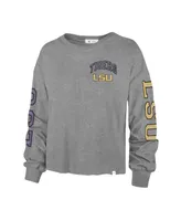 Women's '47 Heathered Gray Lsu Tigers Ultra Max Parkway Long Sleeve Cropped T-shirt