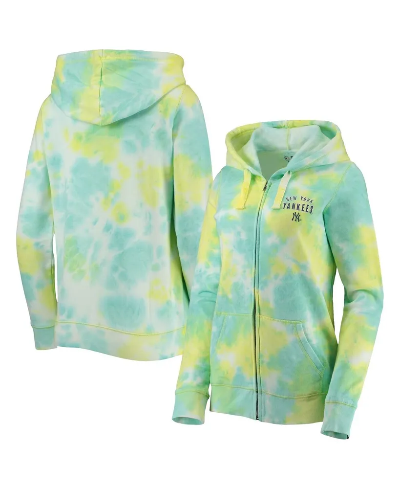 Women's New Era White York Yankees Tie-Dye Full-Zip Hoodie