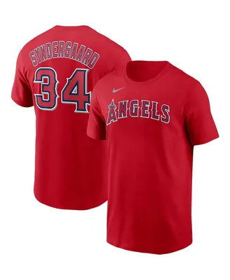 Men's Nike Noah Syndergaard Red Los Angeles Angels Name and Number T-shirt