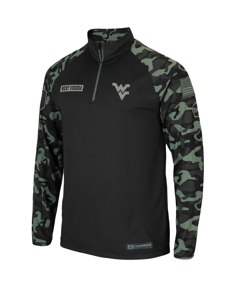 Men's Colosseum Black West Virginia Mountaineers Oht Military-Inspired Appreciation Take Flight Raglan Quarter-Zip Jacket