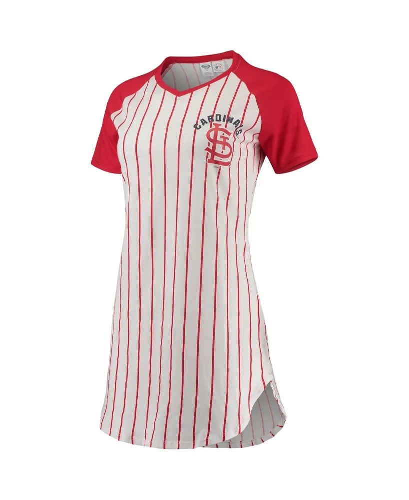 Women's Concepts Sport White, Red St. Louis Cardinals Vigor Pinstripe Raglan V-Neck Nightshirt