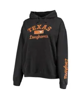 Women's Pressbox Black Texas Longhorns Rock n Roll Super Oversized Pullover Hoodie