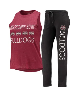 Women's Concepts Sport Black, Maroon Mississippi State Bulldogs Tank Top and Pants Sleep Set