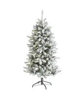 Flocked Livingston Fir Artificial Christmas Tree with Pine Cones and Lights