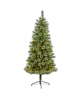 Wisconsin Slim Snow Tip Pine Artificial Christmas Tree with Lights