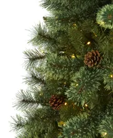 White Mountain Pine Artificial Christmas Tree with Lights and Pinecones, 72"