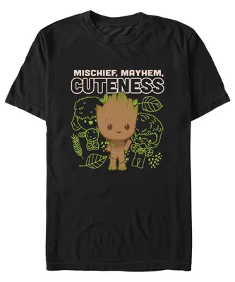 Men's Marvel Film I am Groot Cute Linework Short Sleeve T-shirt