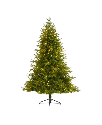 Colorado Mountain Fir Natural Look Artificial Christmas Tree with Lights and Bendable Branches, 78"