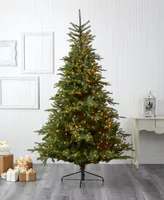North Carolina Spruce Artificial Christmas Tree with Lights and Bendable Branches, 96"