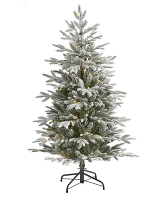 Flocked Manchester Spruce Artificial Christmas Tree with Lights and Bendable Branches, 54"