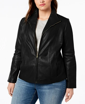 Cole Haan Womens Plus Leather Jacket