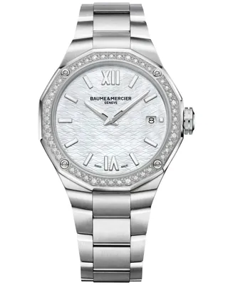 Baume & Mercier Women's Swiss Riviera Diamond (1/5 ct. t.w.) Stainless Steel Steel Bracelet Watch 36mm