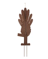 Glitzhome Thanksgiving Metal Turkey Yard Stake, Standing Decor or Hanging Decor, 36"