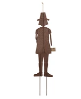 Glitzhome Metal Thanksgiving Pilgrim Boy Yard Stake, Standing Decor or Hanging Decor, 36"