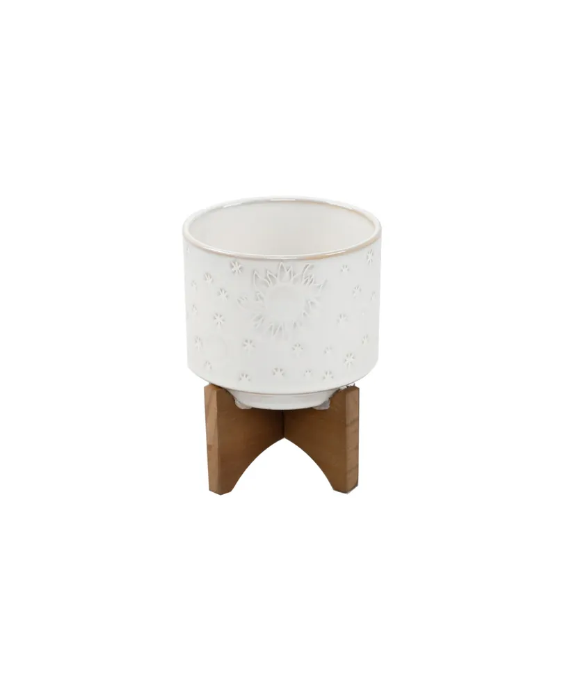 Flora Bunda Sunmoon Ceramic Planter on Stand, 4.25"