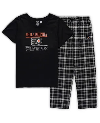 Women's Concepts Sport Black Philadelphia Flyers Plus Size Lodge T-shirt and Pants Sleep Set