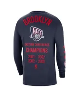 Men's Nike Navy Brooklyn Nets 2021/22 City Edition Courtside Heavyweight Moments Long Sleeve T-shirt