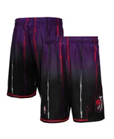 Men's Mitchell & Ness Purple and Black Toronto Raptors 1998/99 Hardwood Classics Fadeaway Reload 3.0 Swingman Shorts