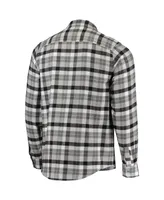 Men's Antigua Black and Gray Philadelphia Flyers Ease Plaid Button-Up Long Sleeve Shirt